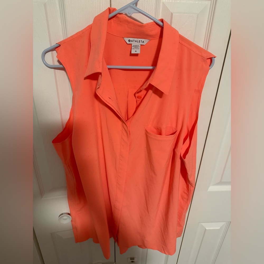 Athleta Vibrant Coral Sleeveless Blouse